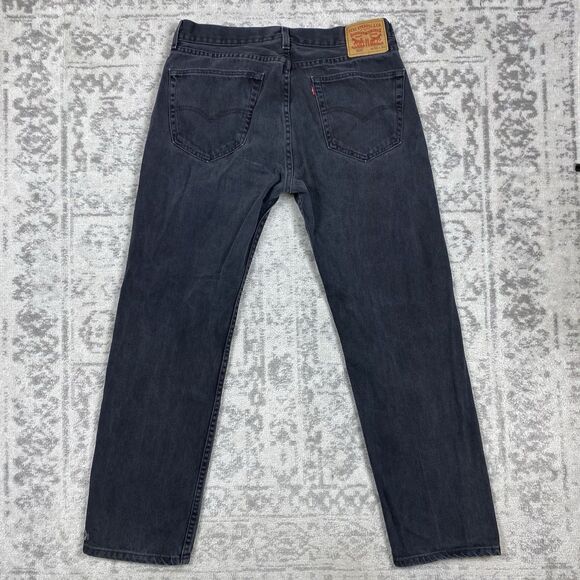 Levi's 505 Jeans Mens Black Faded Denim Straight Leg Classic USA Size 36x32 - Picture 4 of 5